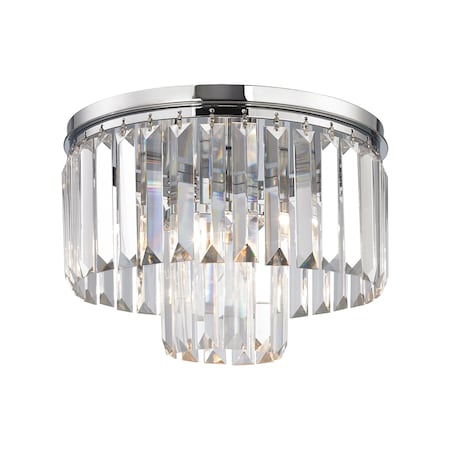 Palacial 1-Light Flush Mount In Polished Chrome With Clear Crystal